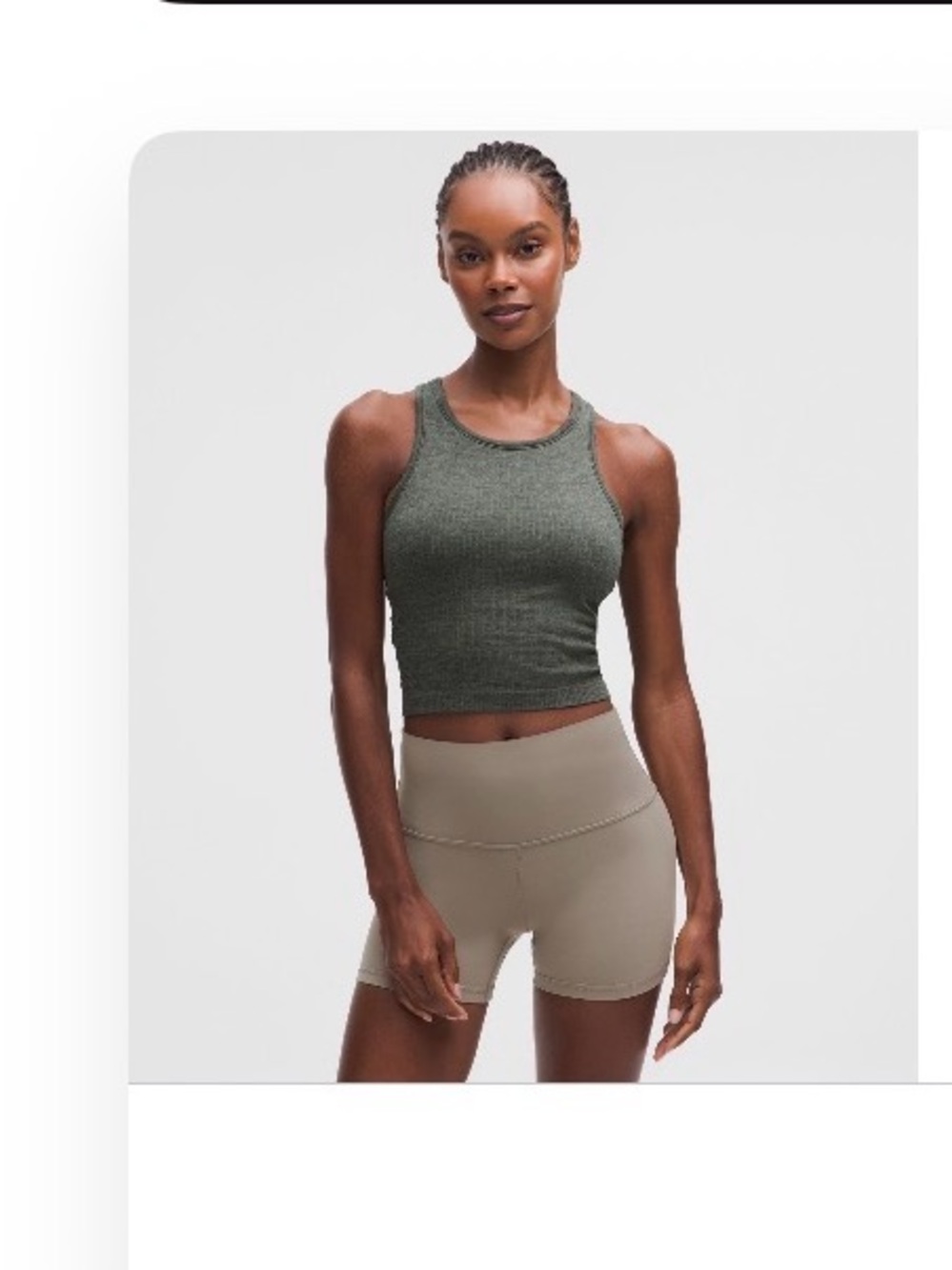 lululemon athletica Olive Green Ribbed Cropped Tank